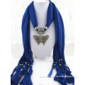 hot selling sexy women blue jersey butterfly rhinestone necklace scarf bufanda infinito bufanda by Real Fashion